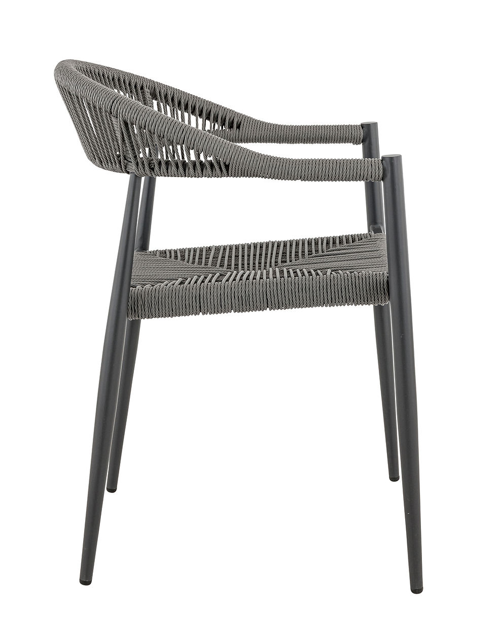 Miniature : Fauteuil Amsterdam anthracite extérieur – fauteuil CHR en corde tressée gris foncé et pieds aluminium noir