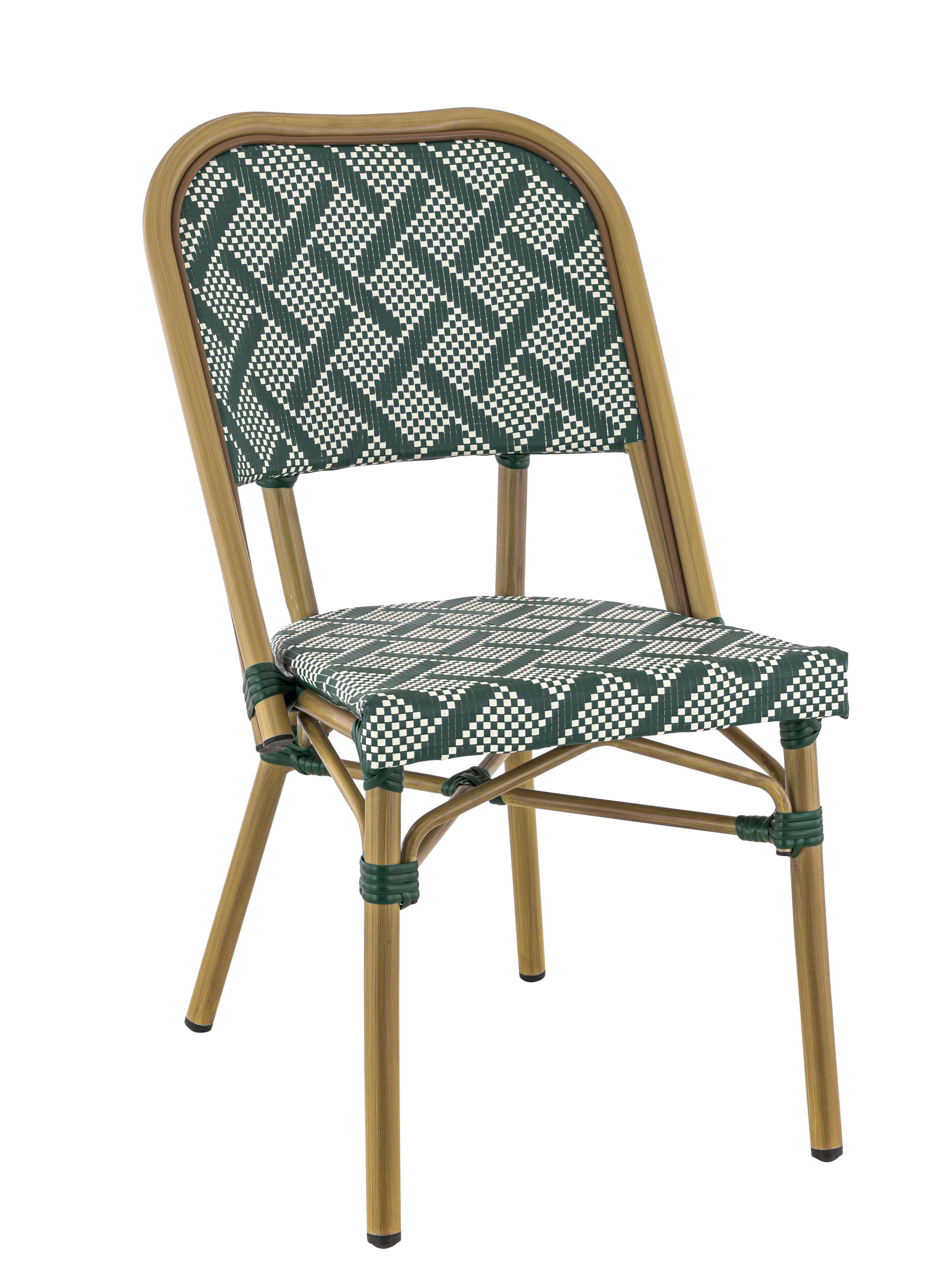 Chaise Odéon crème et verte style terrasse parisienne pour café et restaurant