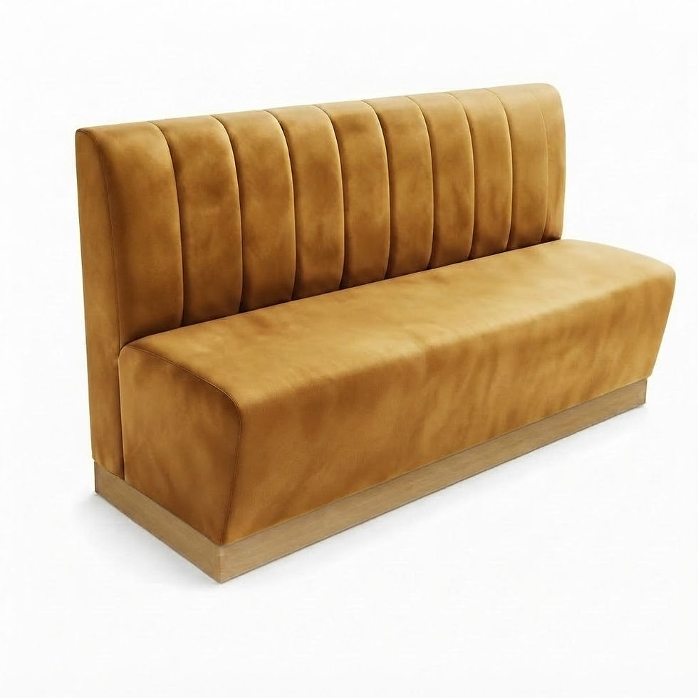 Miniature : Banquette élégance avec couture verticale - plinthe en bois - velours casino