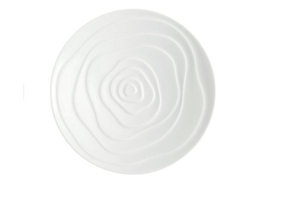 Miniature : assiette professionnelle Onde gravée blanche pour restaurant et table élégante