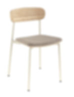 Chaise Zoé structure blanche siège bois clair pour restaurant, coworking et bistrot