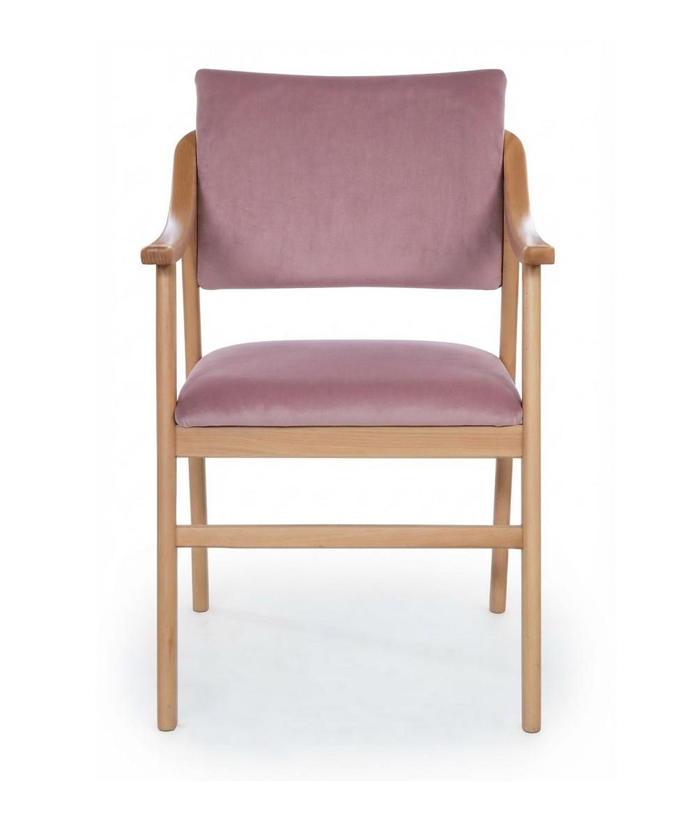 Miniature : Fauteuil Salamanque en hêtre naturel - velours casino