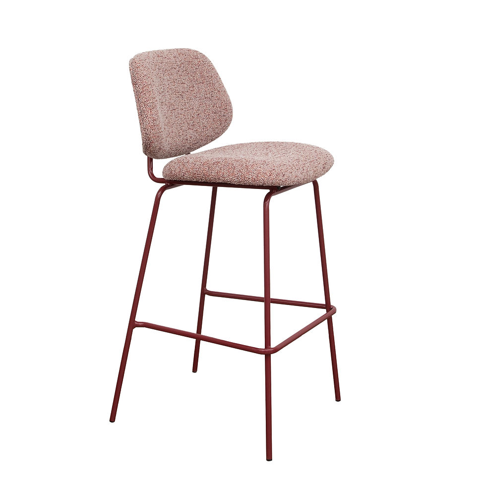 Tabouret de bar professionnel César bordeaux et beige en tissu technique sur structure métallique