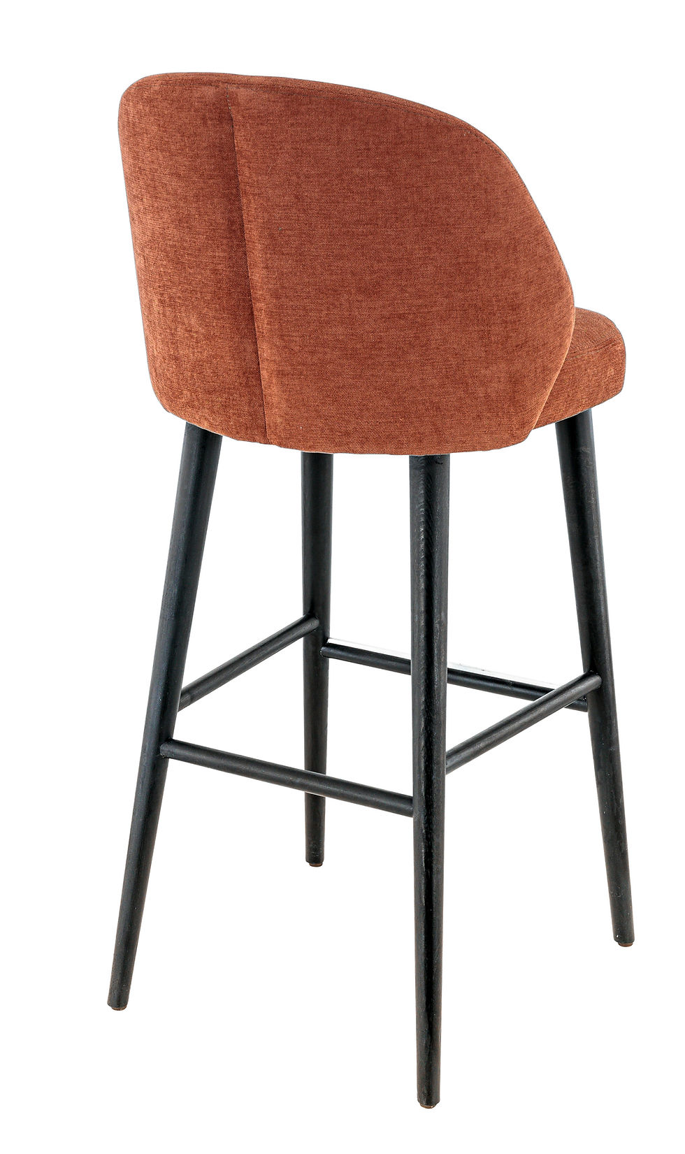 Miniature : Tabouret Tristan terra pour bar de restaurant – tabouret haut confortable avec dossier et structure métal noire