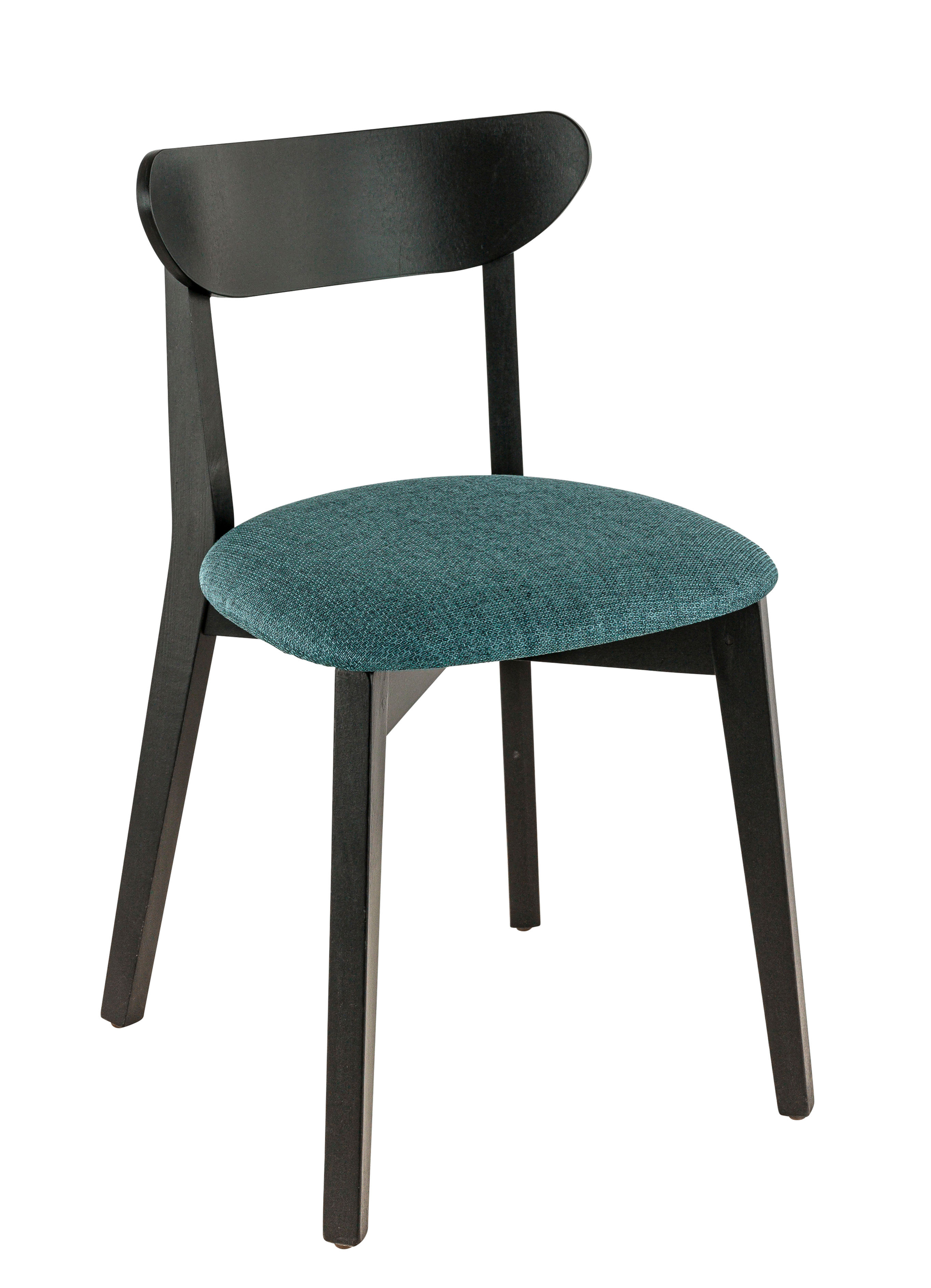 Chaise Kate structure noire assise tissu bleu pour restaurant design contemporain