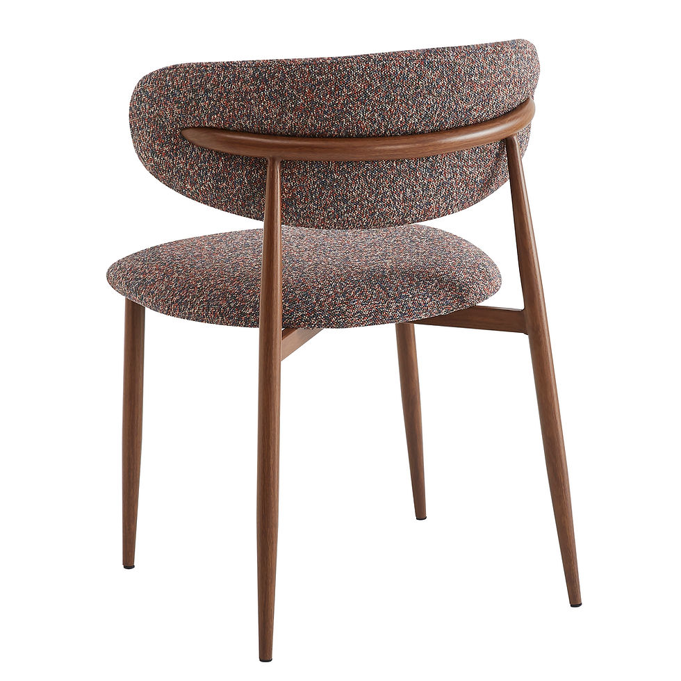 Miniature : Chaise de restaurant professionnelle Bonnie rouge bleue en tissu Adventure avec structure acier imitation noyer