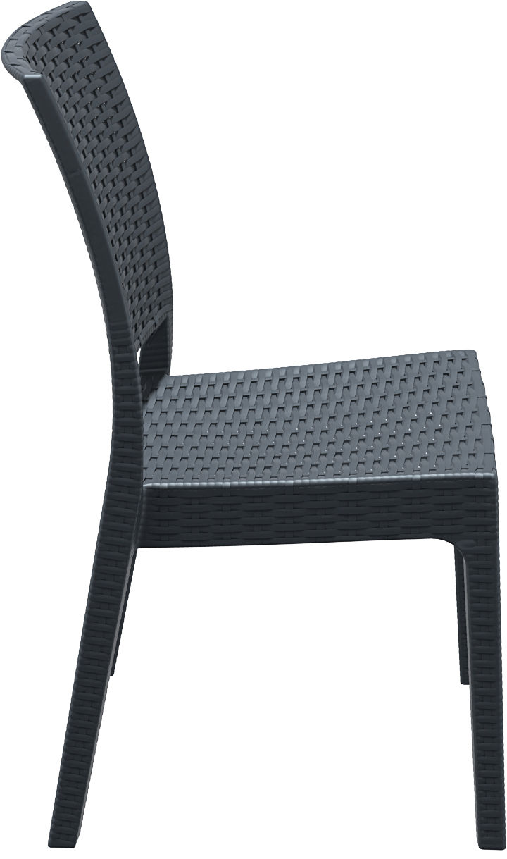Miniature : Chaise Jamaica gris foncé en polypropylène tressé – chaise extérieure empilable pour terrasse de restaurant
