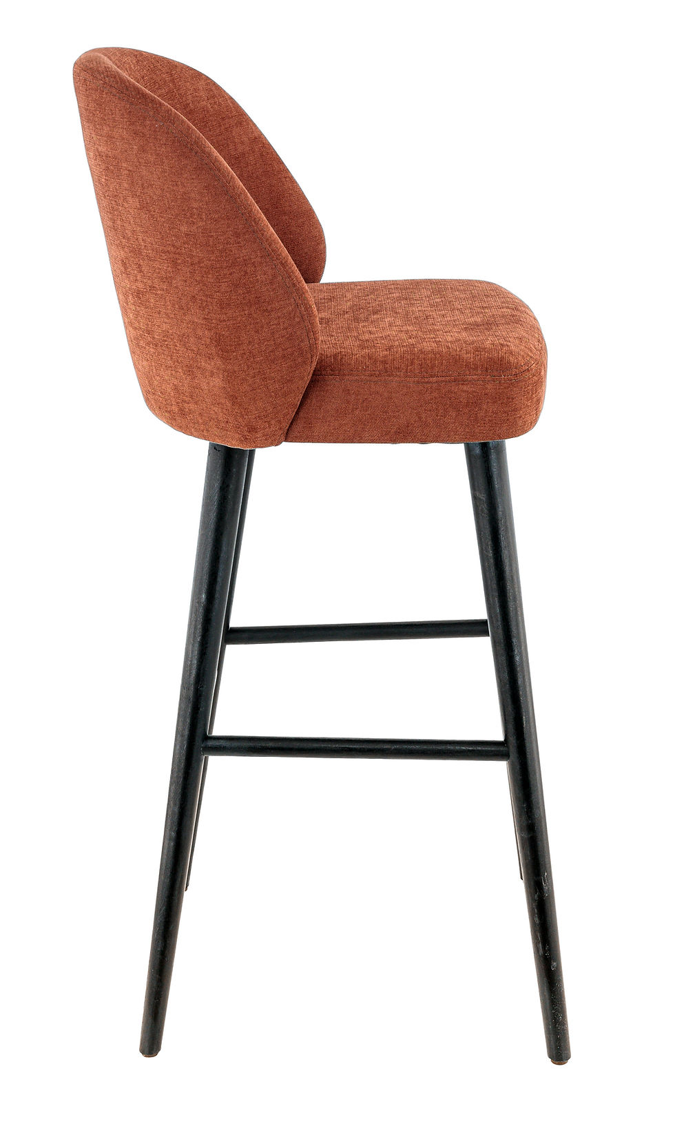 Miniature : Tabouret Tristan terra pour bar de restaurant – tabouret haut confortable avec dossier et structure métal noire