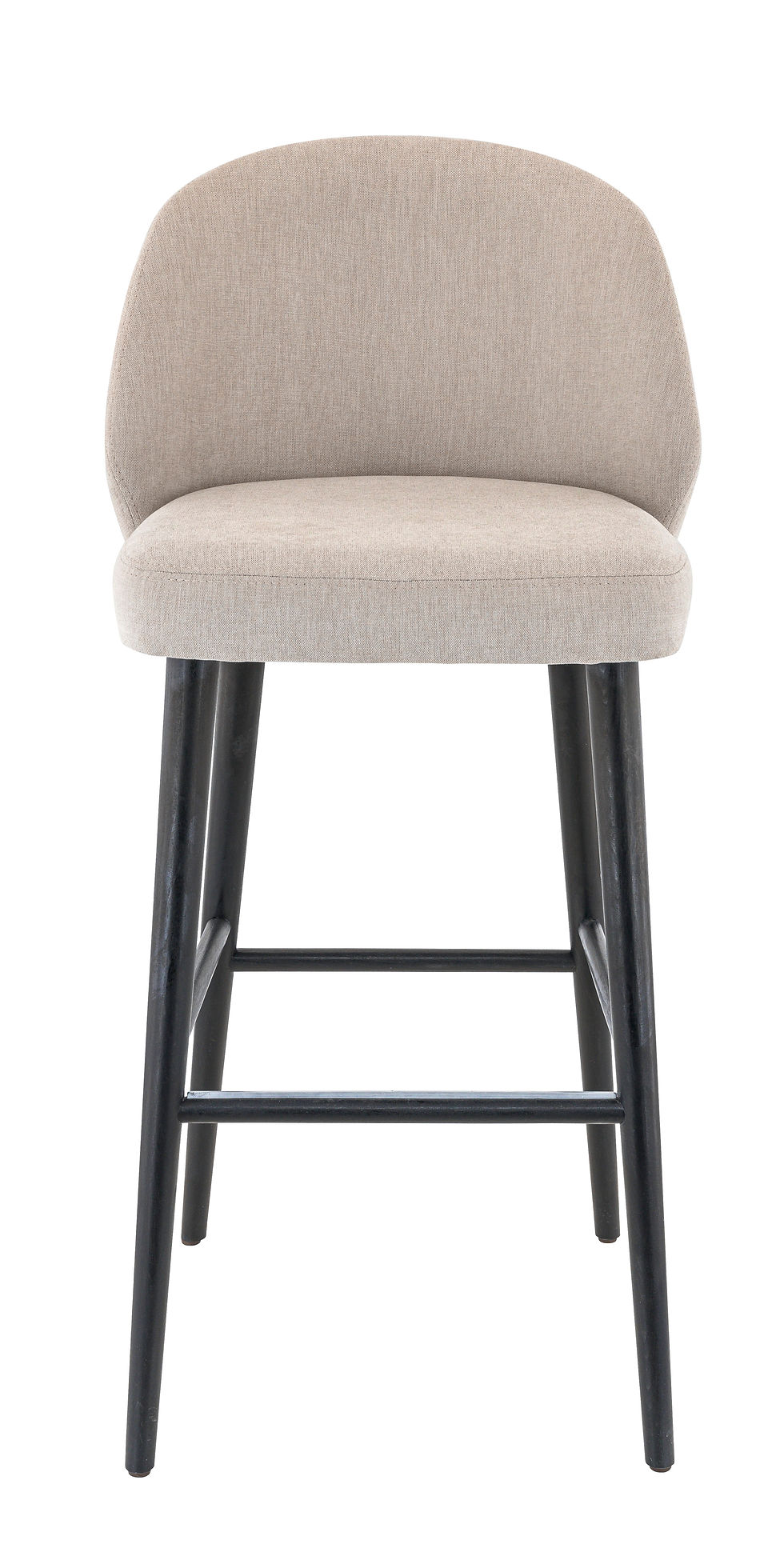 Miniature : Tabouret Tristan greige pour restaurant – tabouret de bar haut avec dossier rembourré et pieds métal