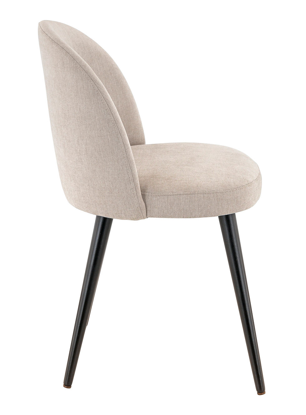 Miniature : Chaise restaurant rembourrée tissu beige pieds métal noir design contemporain CHR