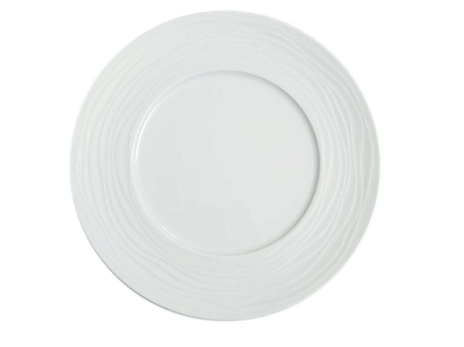assiette professionnelle Onde gravée blanche pour restaurant et table élégante