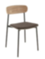 Chaise Zoé structure noire assise bois et tissu pour restaurant et café contemporain