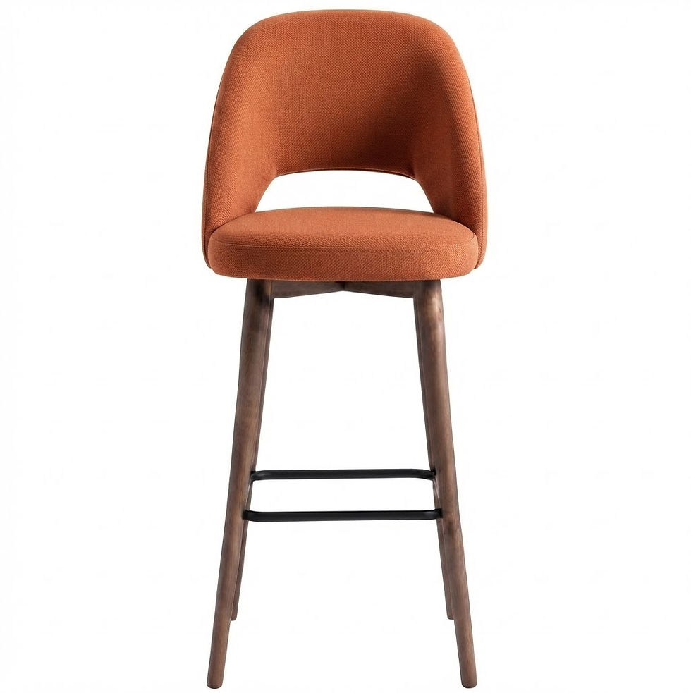 Miniature : Tabouret bar Malaga  tissu gava - pieds teinté noyer