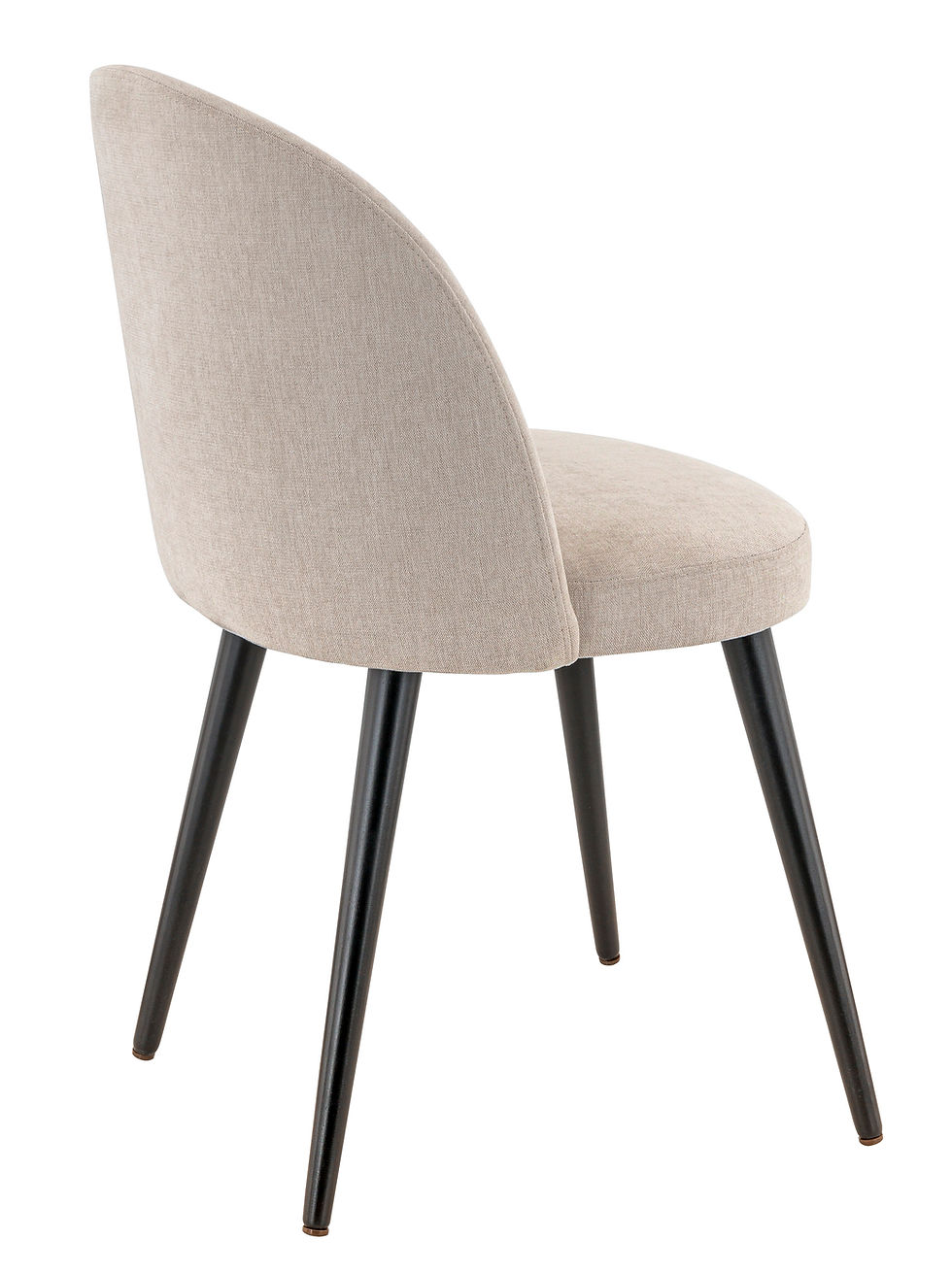 Miniature : Chaise restaurant rembourrée tissu beige pieds métal noir design contemporain CHR