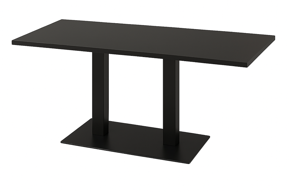 Miniature : Table Courchevel noire pour restaurant – plateau noir mat 20 mm sur pied central rectangulaire