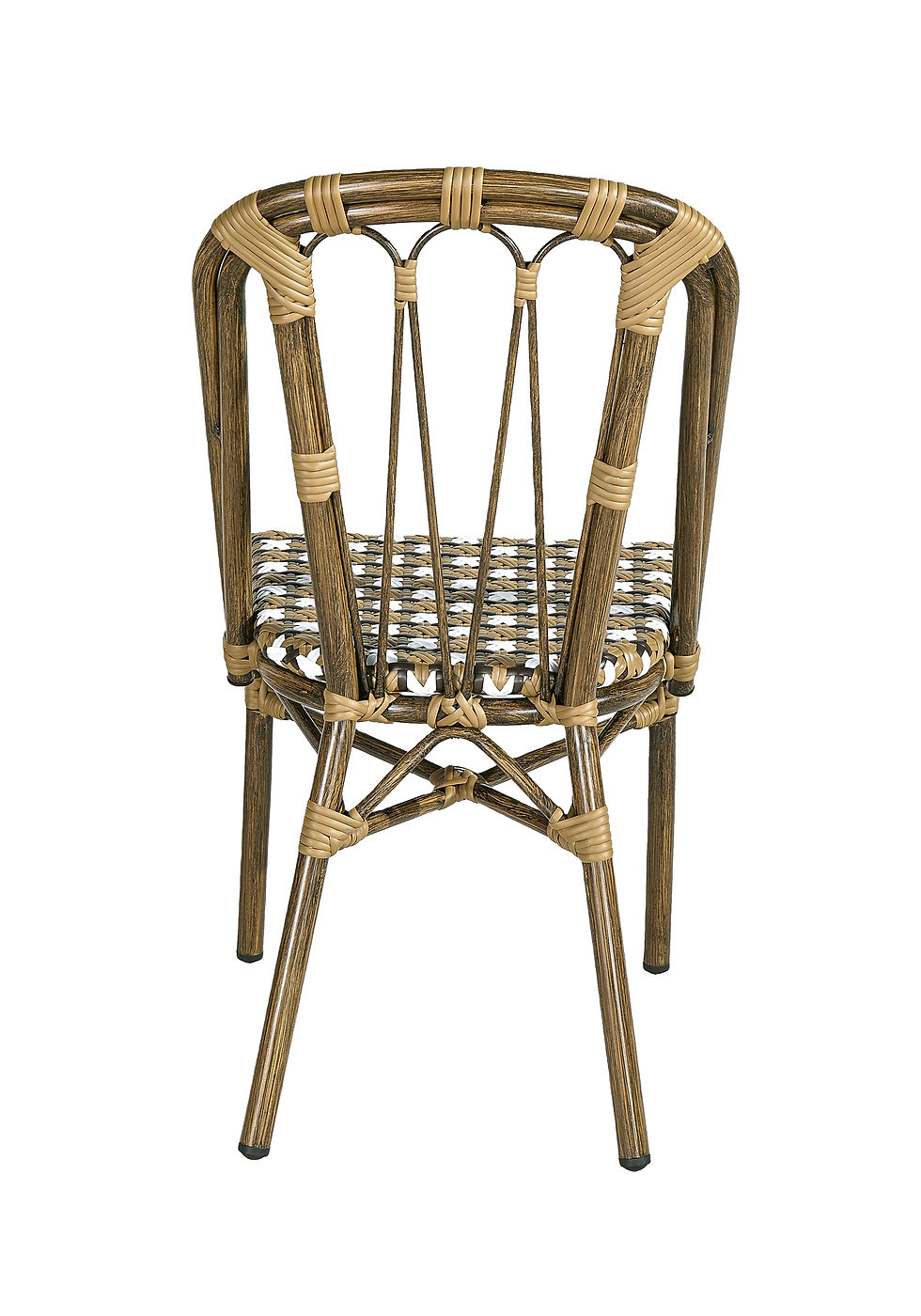 Miniature : Chaise de terrasse CHR Auteuil camel blanc brun en aluminium effet rotin et tressage bistro