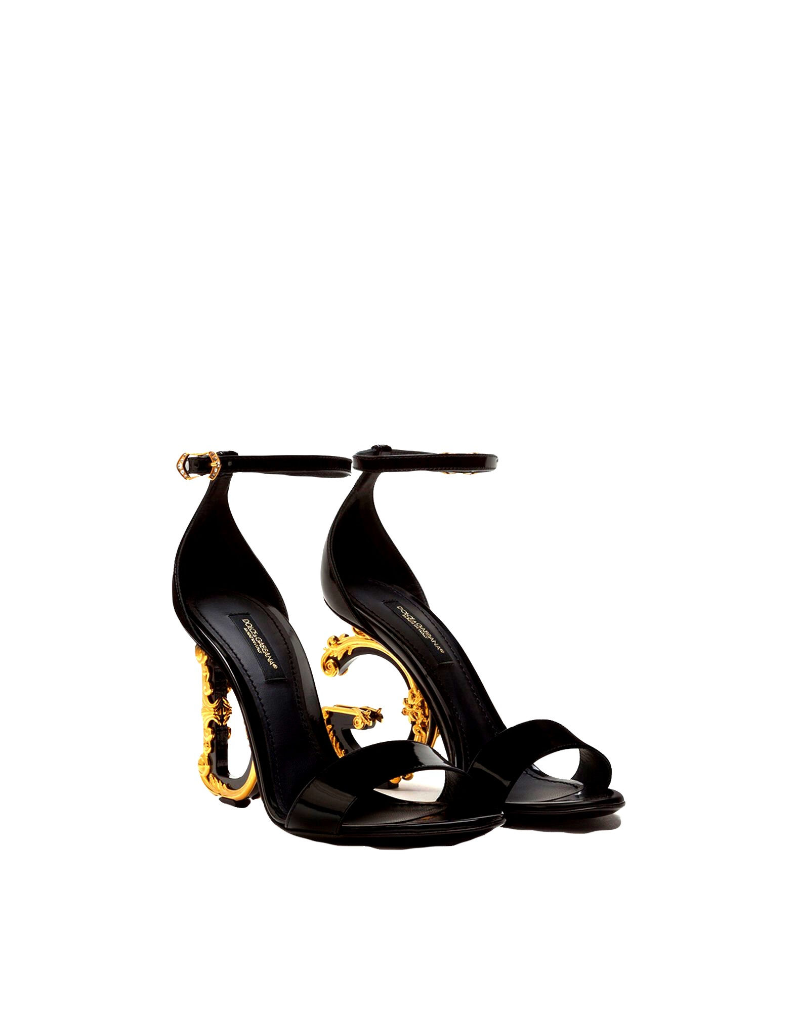 D&G - Nappa Leather Sandals With Baroque D&G Heel