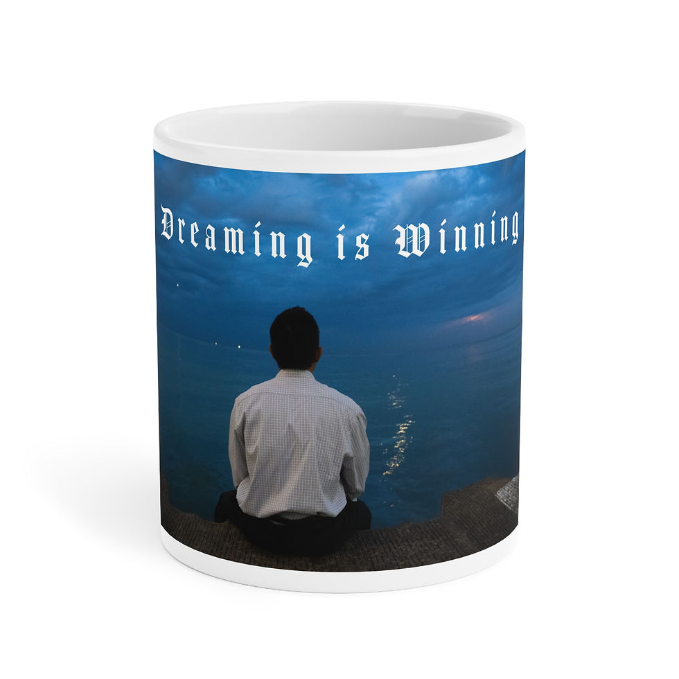 Thumbnail: Dreaming Is Winning (Lake Photo) Mug | Motivational Typography Ceramic Mug