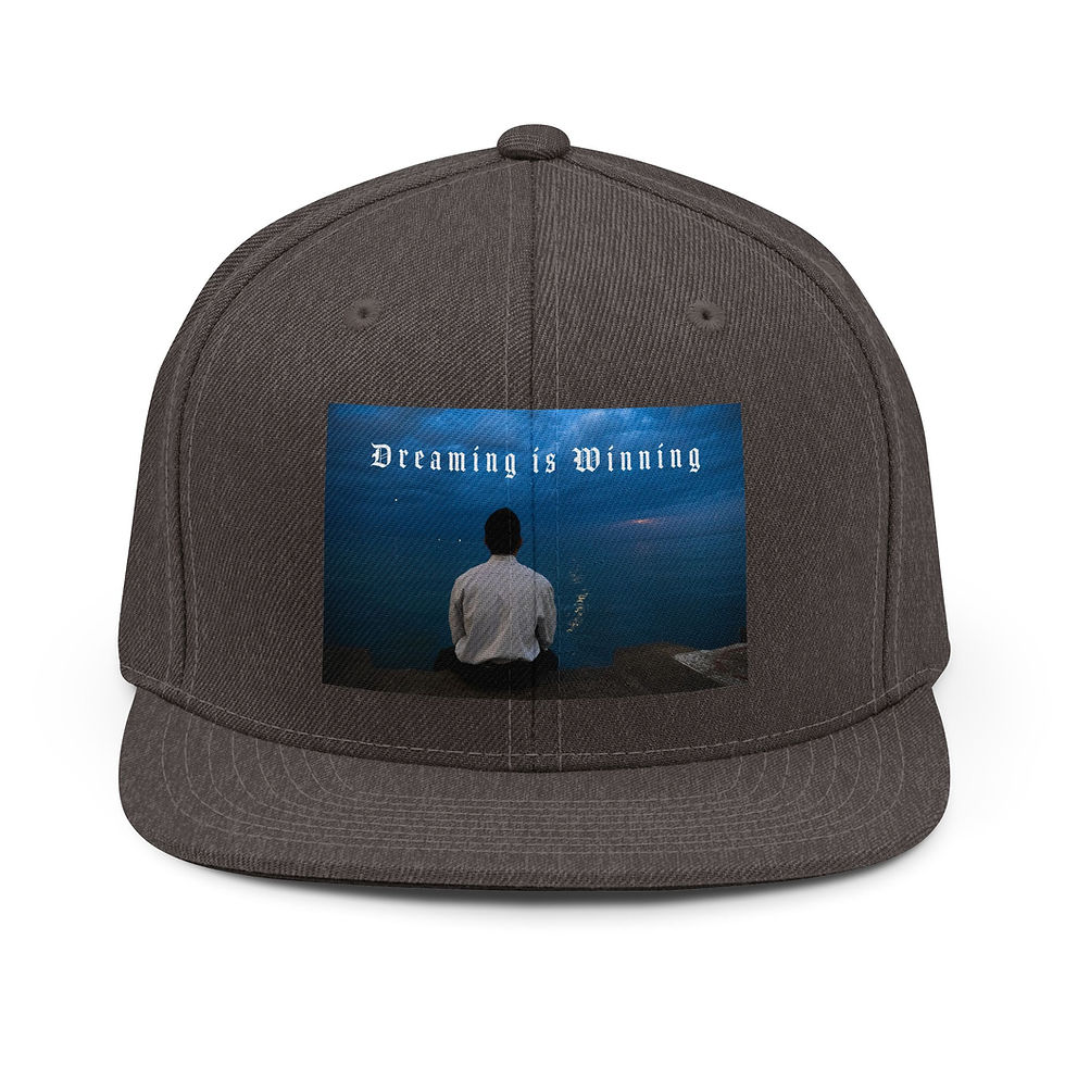 Thumbnail: Dreaming is Winning (Lake Photo) Snapback Hat | Motivational Embroidered Cap