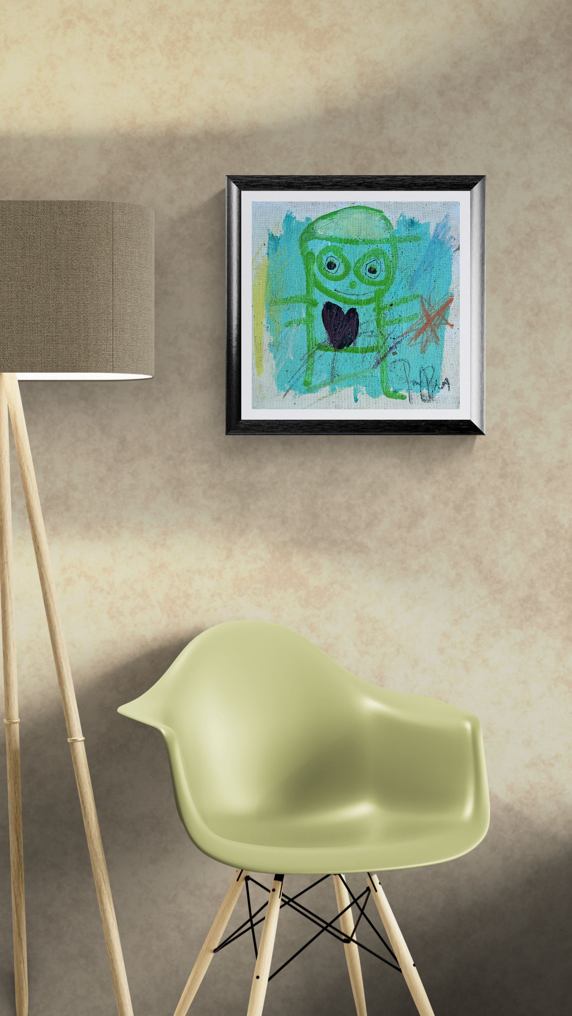Originalt Poul Pava maleri 40X40 cm i ramme