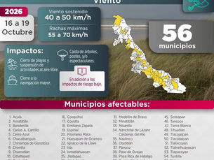 Se prevé un evento de Norte asociado al paso del Frente Frío núm. 2 y la masa de aire polar que lo impulsa, con mayor intensificación durante el sábado 17 de octubre.