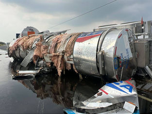 EDICIÓN 2424, UN AUTOTANQUE CON ACEITE VEGETAL VOLCÓ EN LAS MATAS.