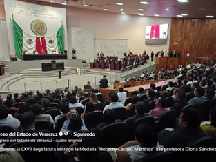 En Sesión Solemne, la LXVII Legislatura entregó la Medalla “Heberto Castillo Martínez” a la profesora Gloria Sánchez Hernández.