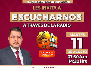¡Este martes 11 de agosto nos escuchamos en Radio Lobo 100.9 FM!