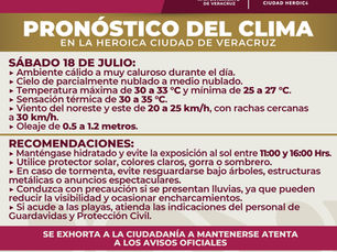 Exhorta Protección Civil municipal de Veracruz a la población prevenir afectaciones por altas temperaturas