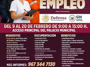 El Gobierno Municipal de Minatitlán en coordinación con la Guardia Nacional, te invita a formar parte de sus filas.