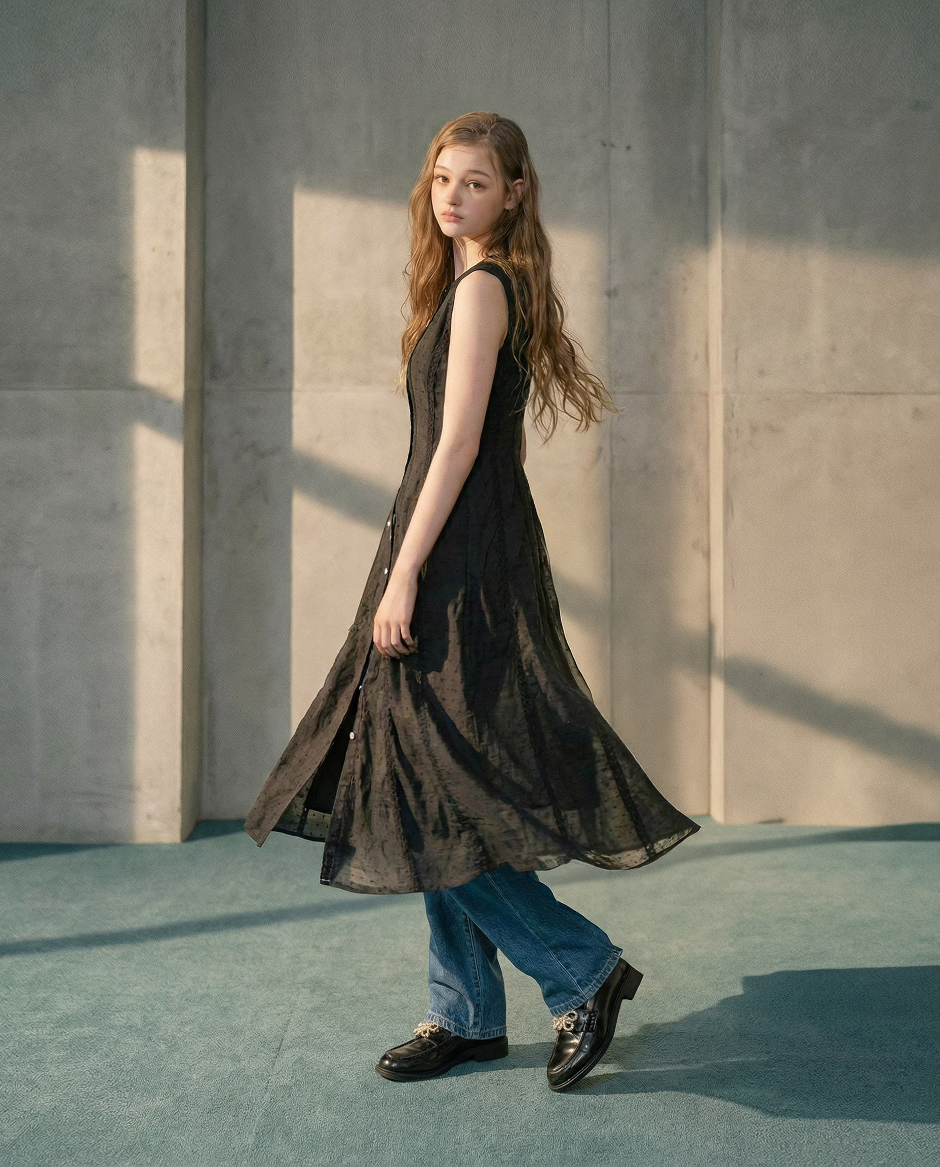 La Rive Gauche Cotton Dress in Noire