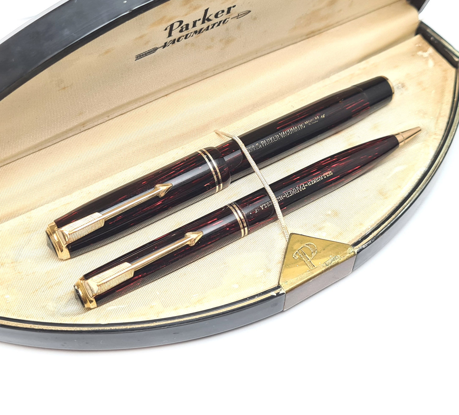 pióro + ołówek +etui PARKER VACUMATIC SHADOWAVE RED, USA 1937