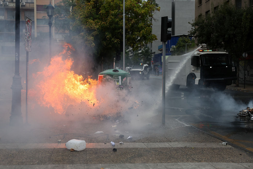 Chile police fire water cannons at students protesting Kast's government