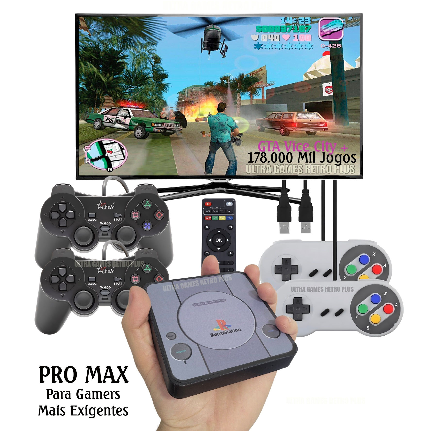 Ultra Game Retro PRO MAX + 178 mil Jogos + 4 Controles