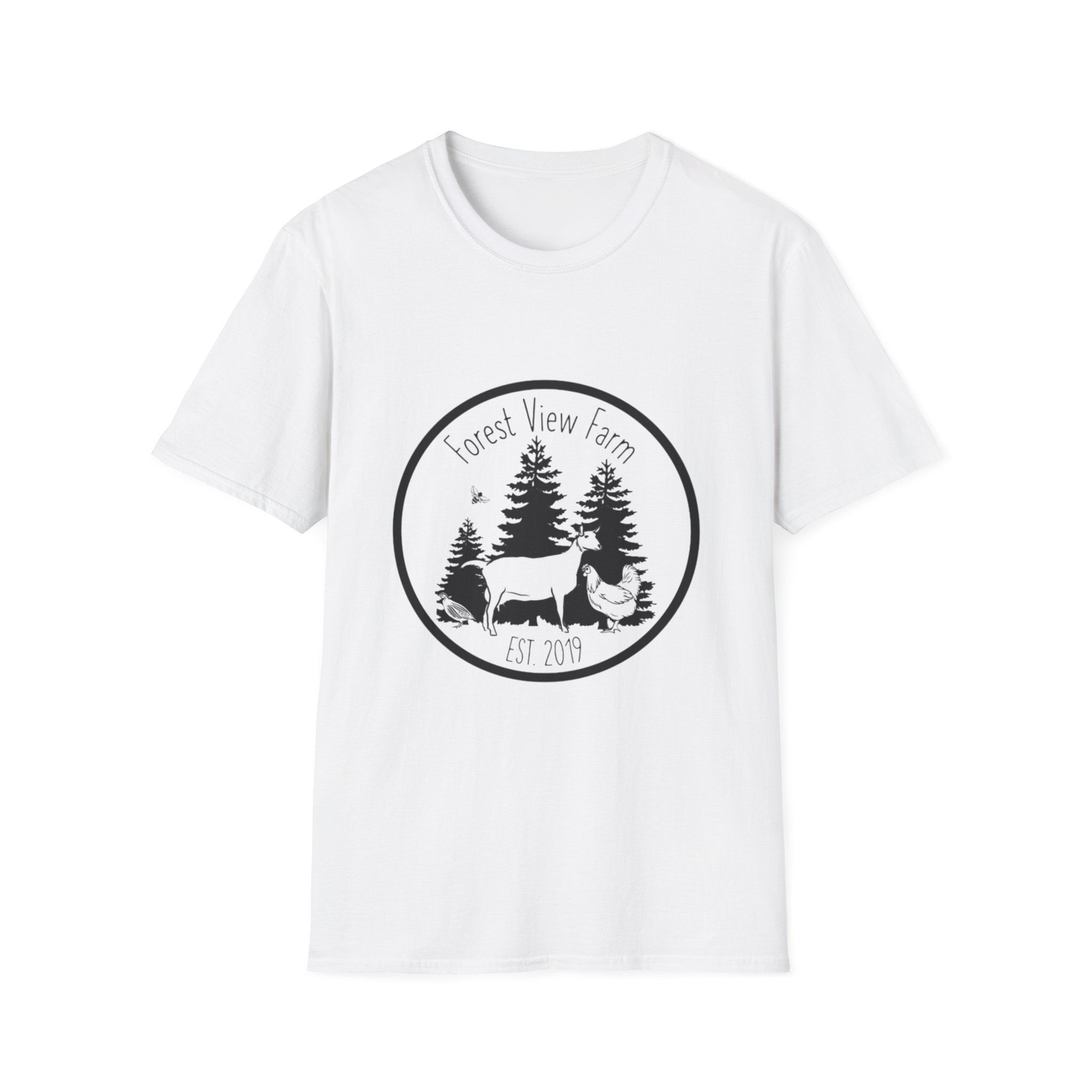 Forest View Farm T-Shirt — Rustic Woodland Corgi Logo Tee
