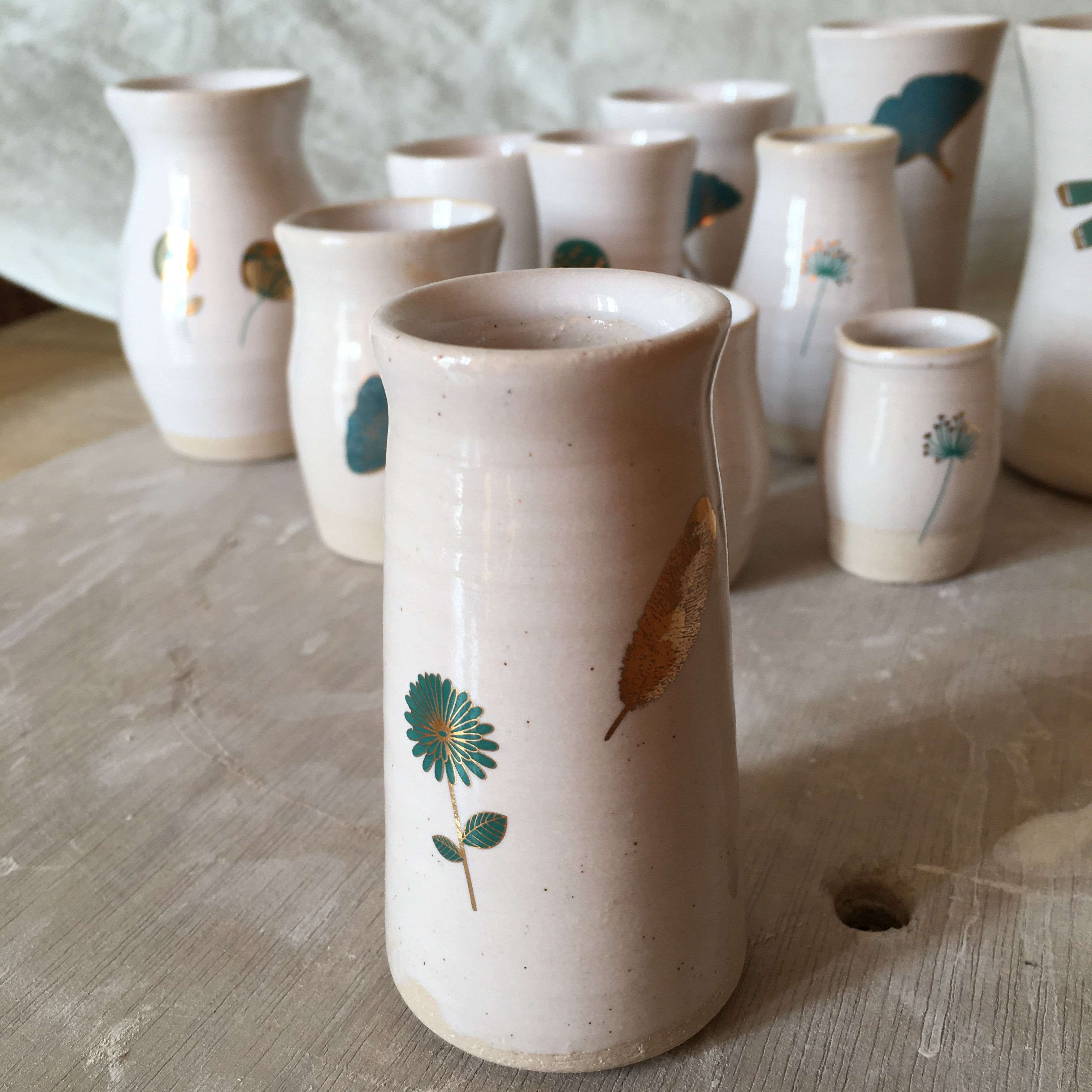 Decorated white vase