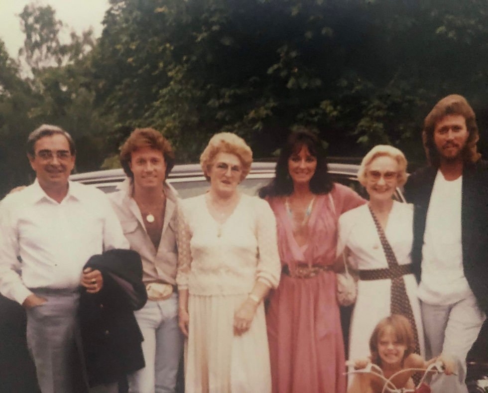 Andy with his mother Barbara, Barry and Linda Gibb, and Linda's parents
