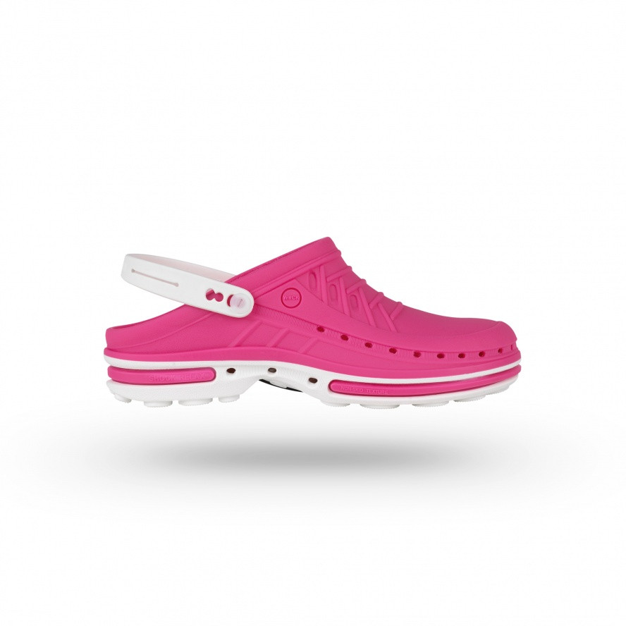 WOCK CLOG 09 W/ Strap - White/Fuchsia