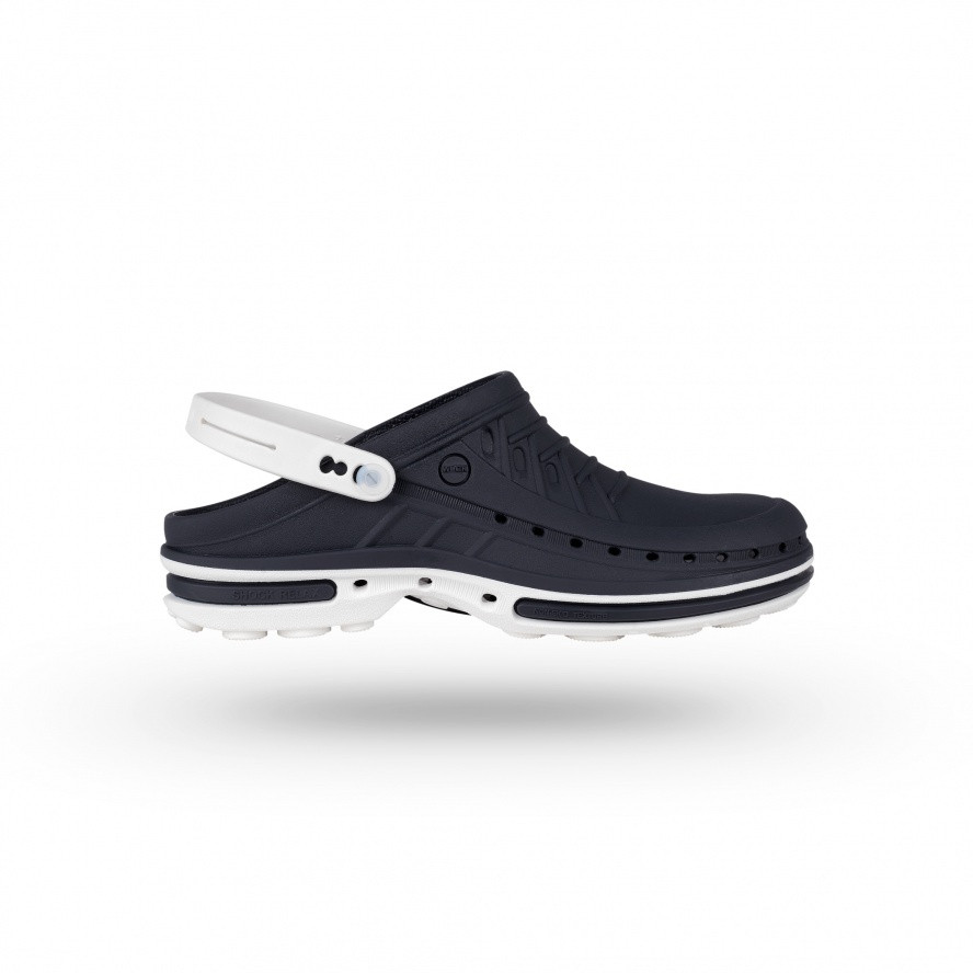 WOCK CLOG 03 W/ Strap - White/Navy Blue