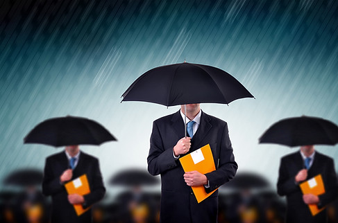 Men with umbrellas