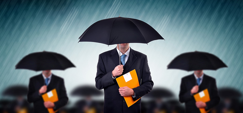 Businessmen with Umbrellas