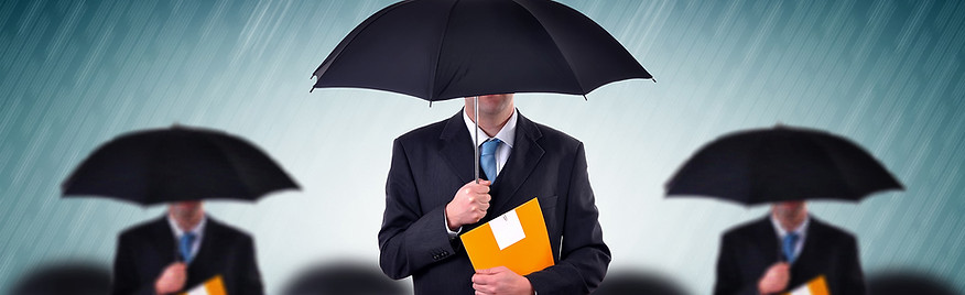 Businessmen with Umbrellas