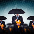 Businessmen with Umbrellas