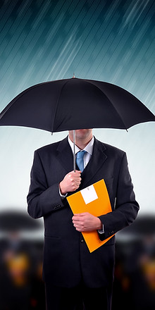 Businessmen with Umbrellas