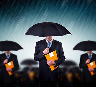 Businessmen with Umbrellas