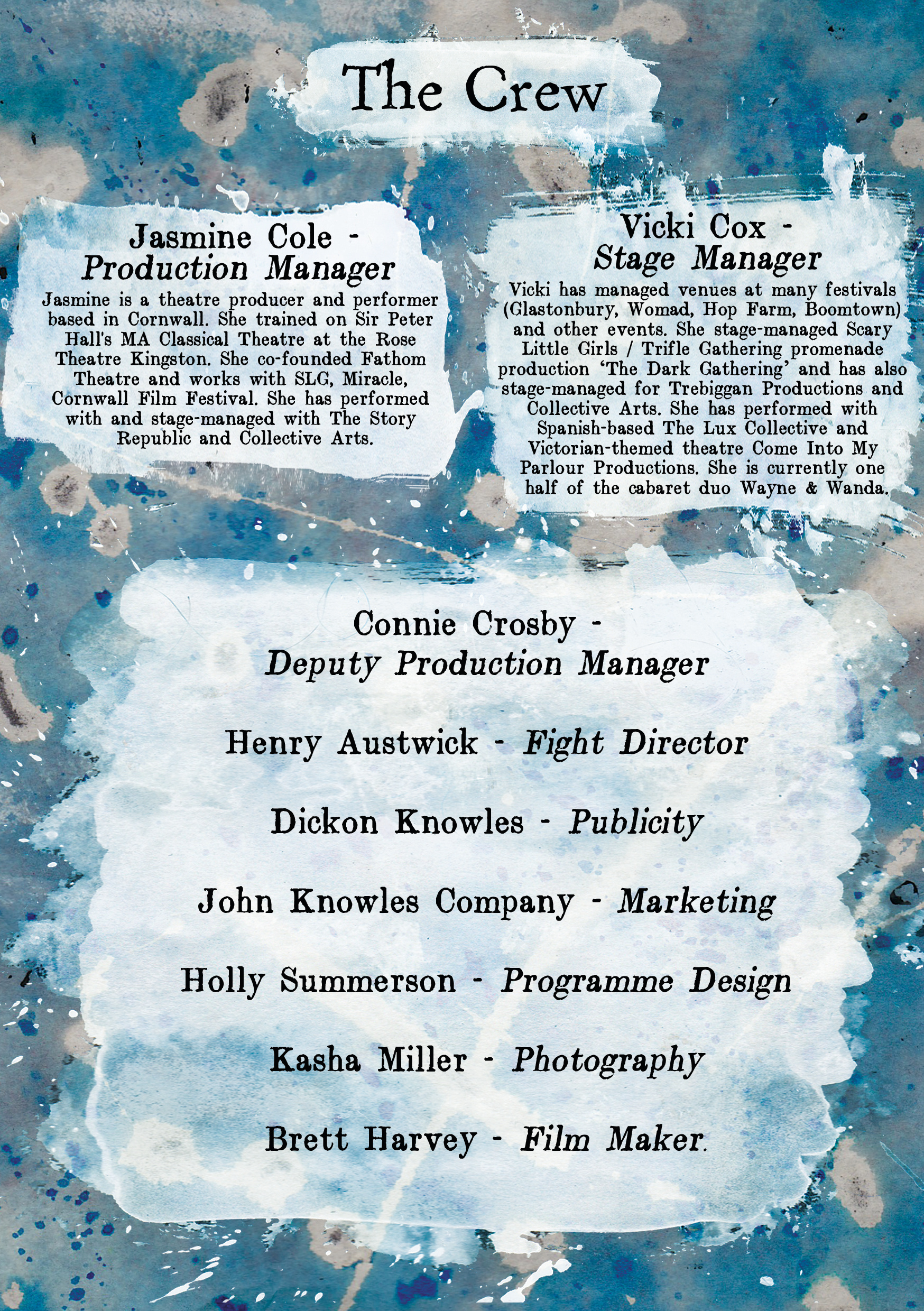 Peter Pan Program - Crew