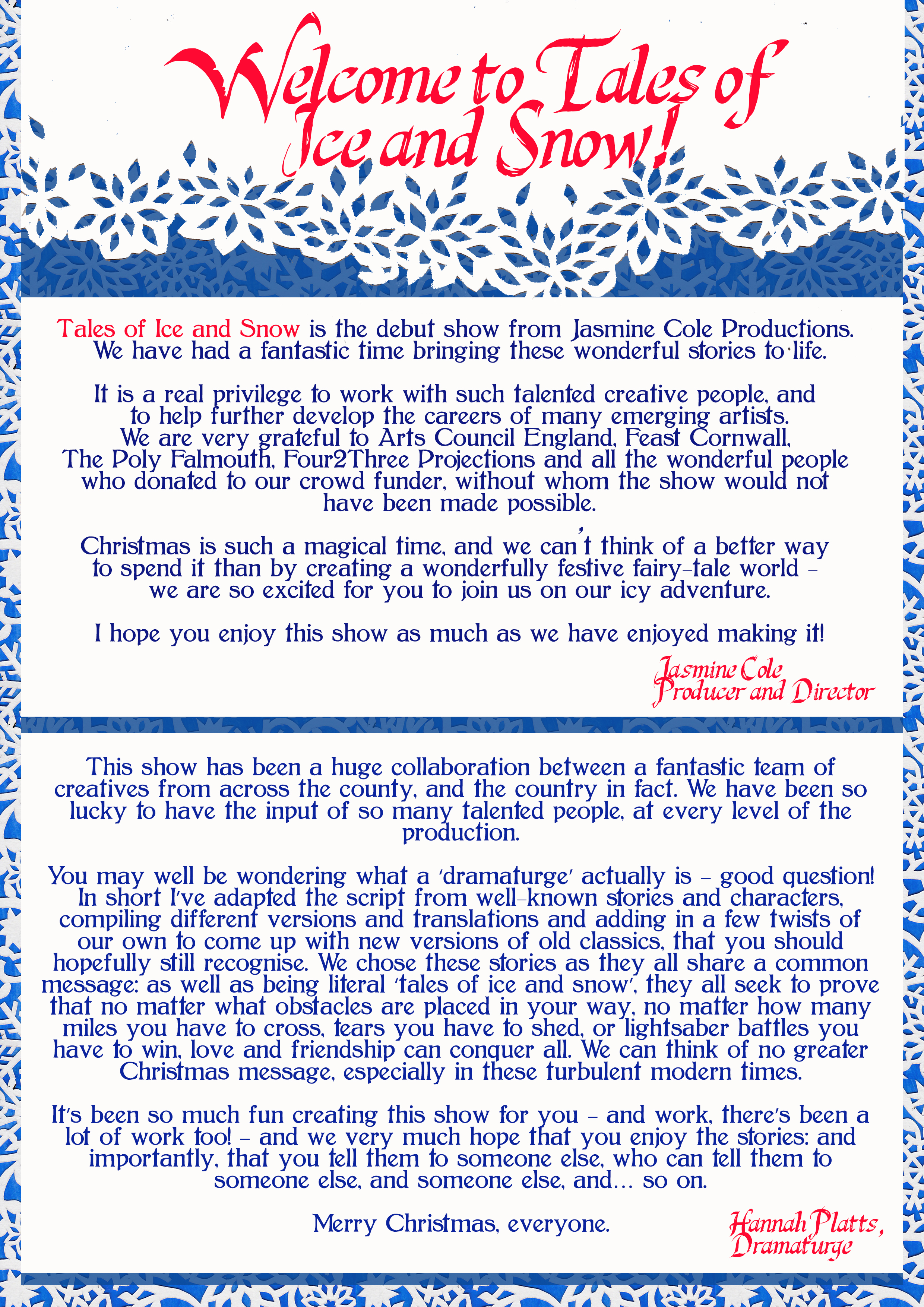 Tales of Ice and Snow - Program