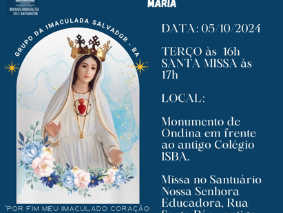 Cidade de Salvador será mais uma vez consagrada ao Imaculado Coração de Maria