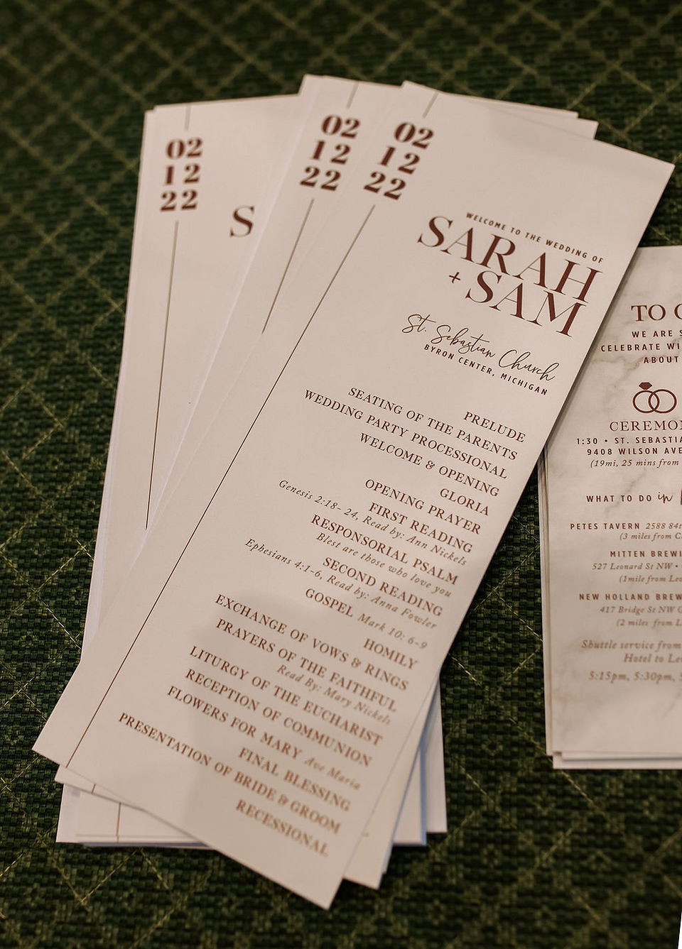 Traditional catholic wedding ceremony program.