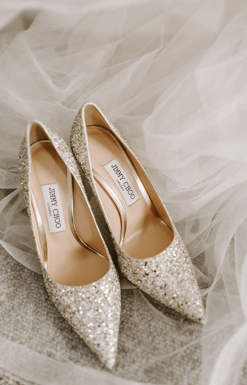 Glam wedding sparkly Jimmy Choo heels.